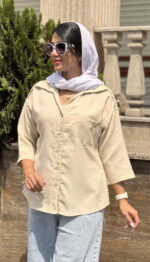 شومیز تک جیب باکسی شانتون کد 1555 - Image 10