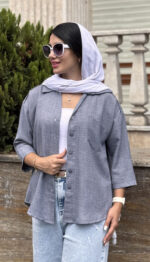 شومیز تک جیب باکسی شانتون کد 1555 - Image 5