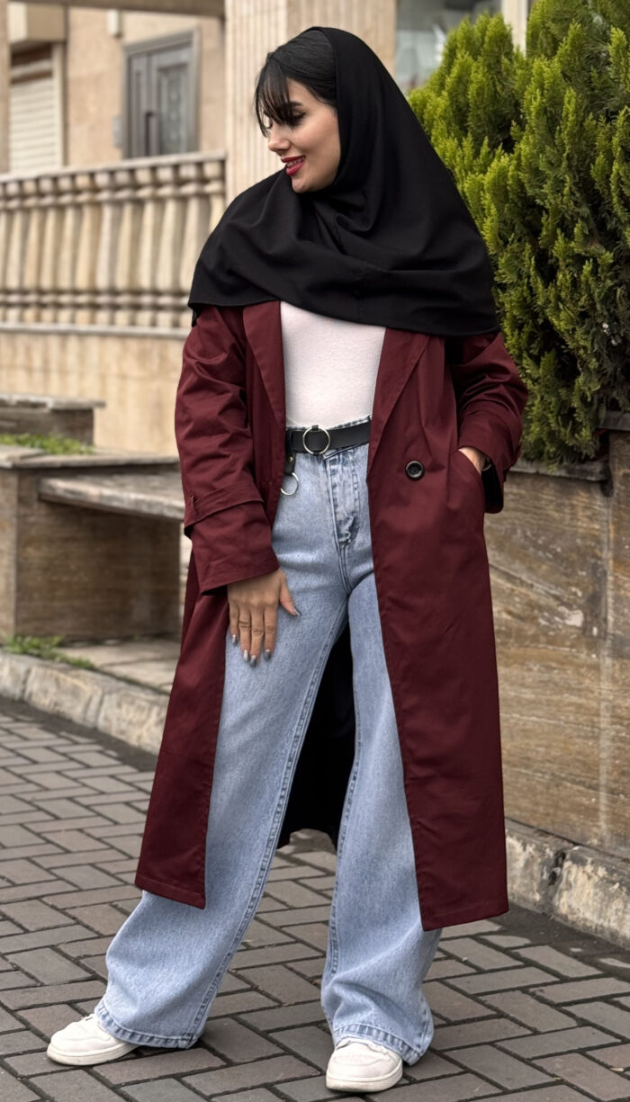 ترنچ کت بلند Zara رنگ بندی کد 1632 - Image 2