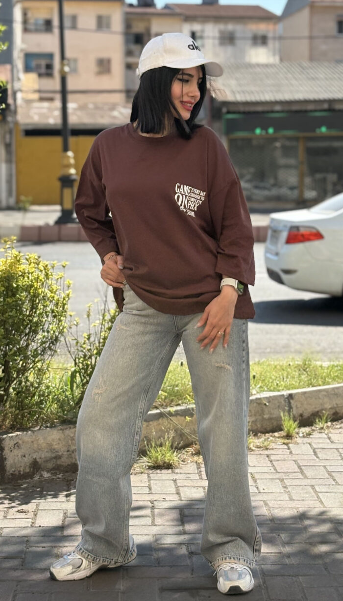 تیشرت باکسی طرح On کد 1652 - Image 9