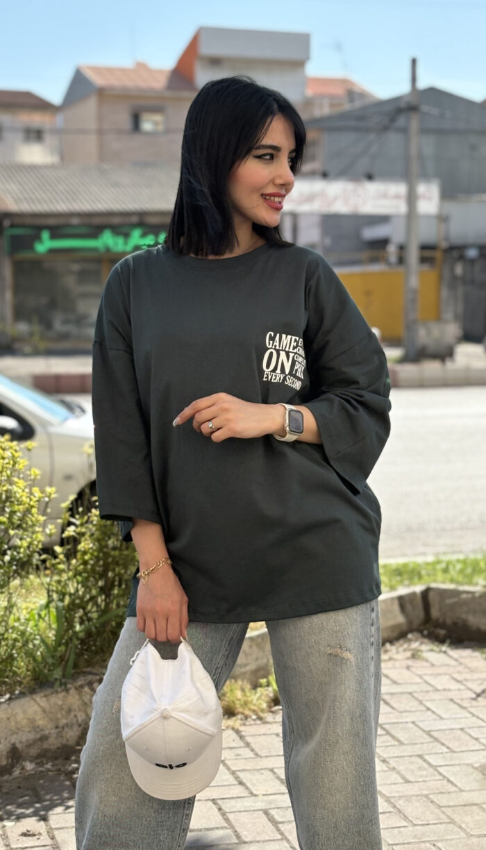 تیشرت باکسی طرح On کد 1652 - Image 5