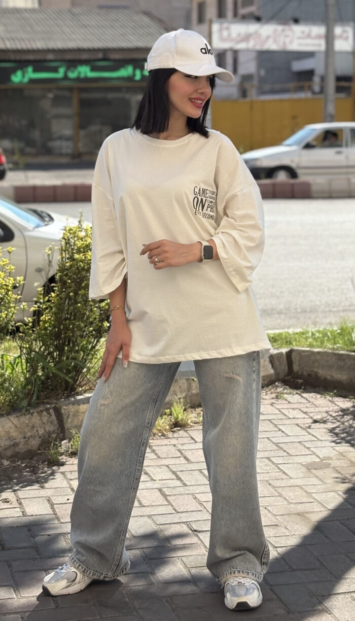 تیشرت باکسی طرح On کد 1652 - Image 8