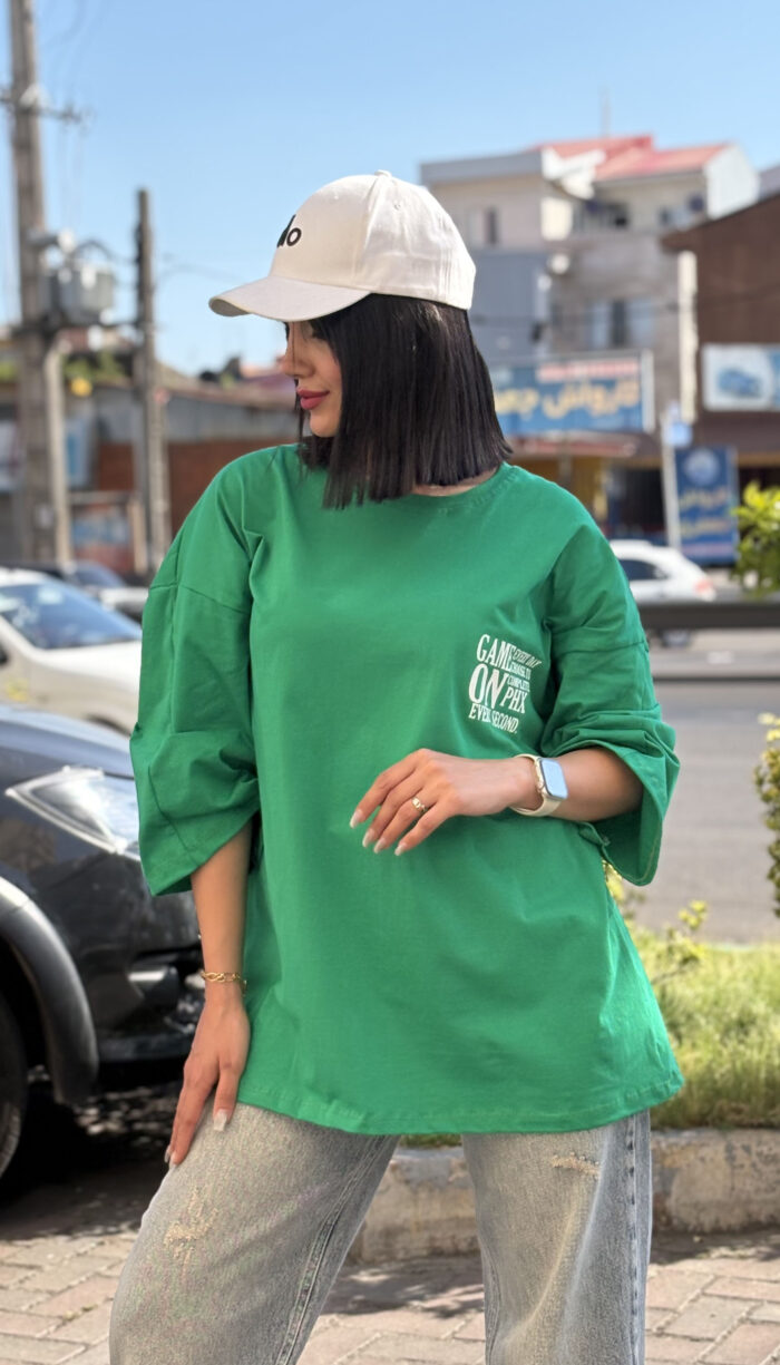 تیشرت باکسی طرح On کد 1652 - Image 6