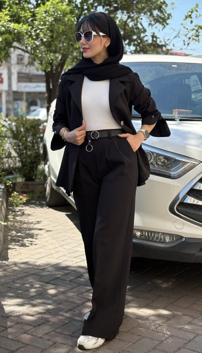 شلوار مازراتی مشکی و سرمه ای کد 1653 - Image 2