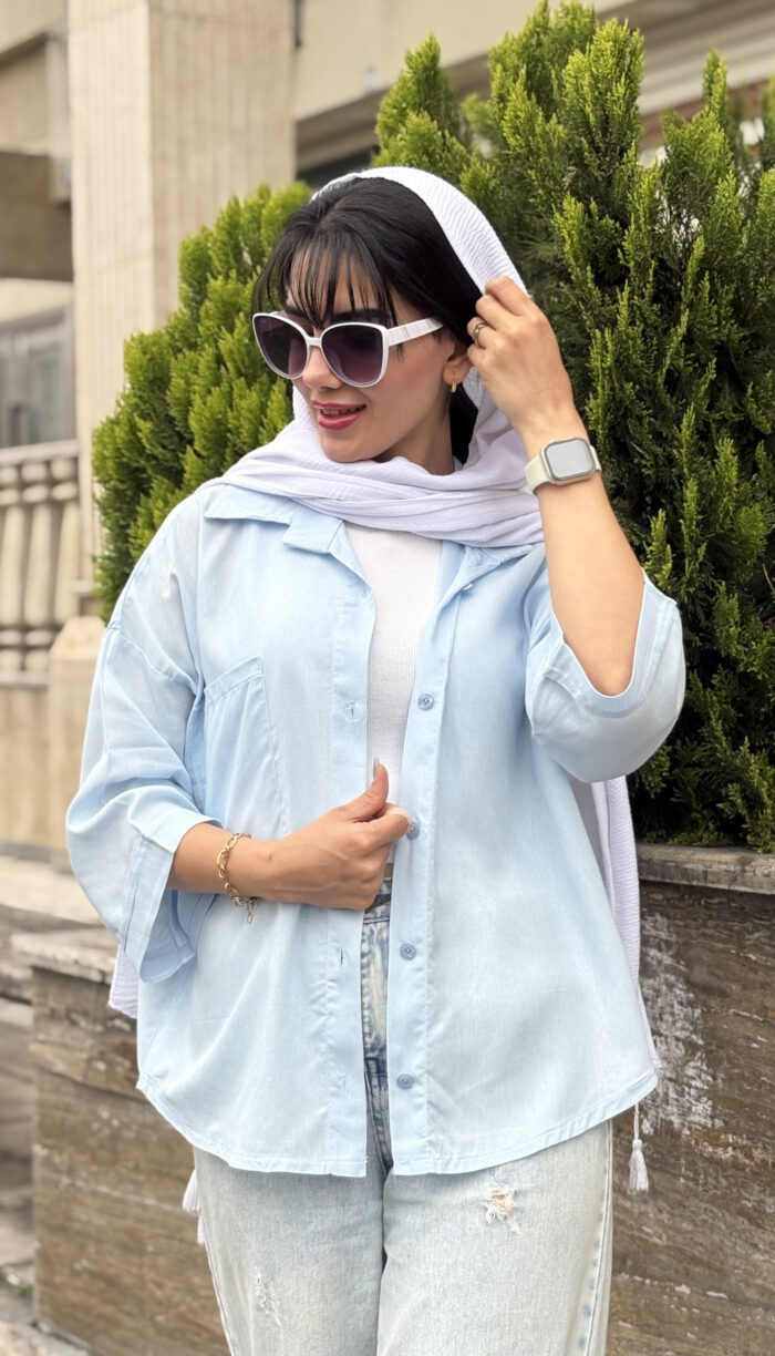 مانتو باکسی لینن تک جیب کد 1655 - Image 8