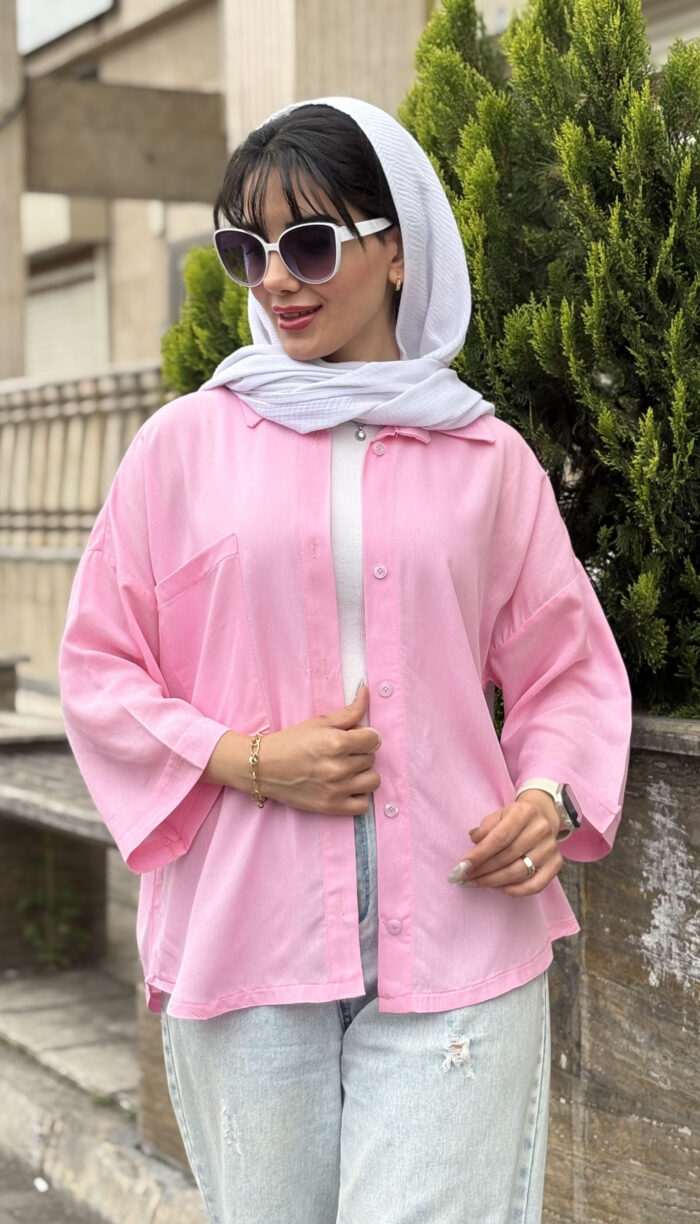 مانتو باکسی لینن تک جیب کد 1655 - Image 4