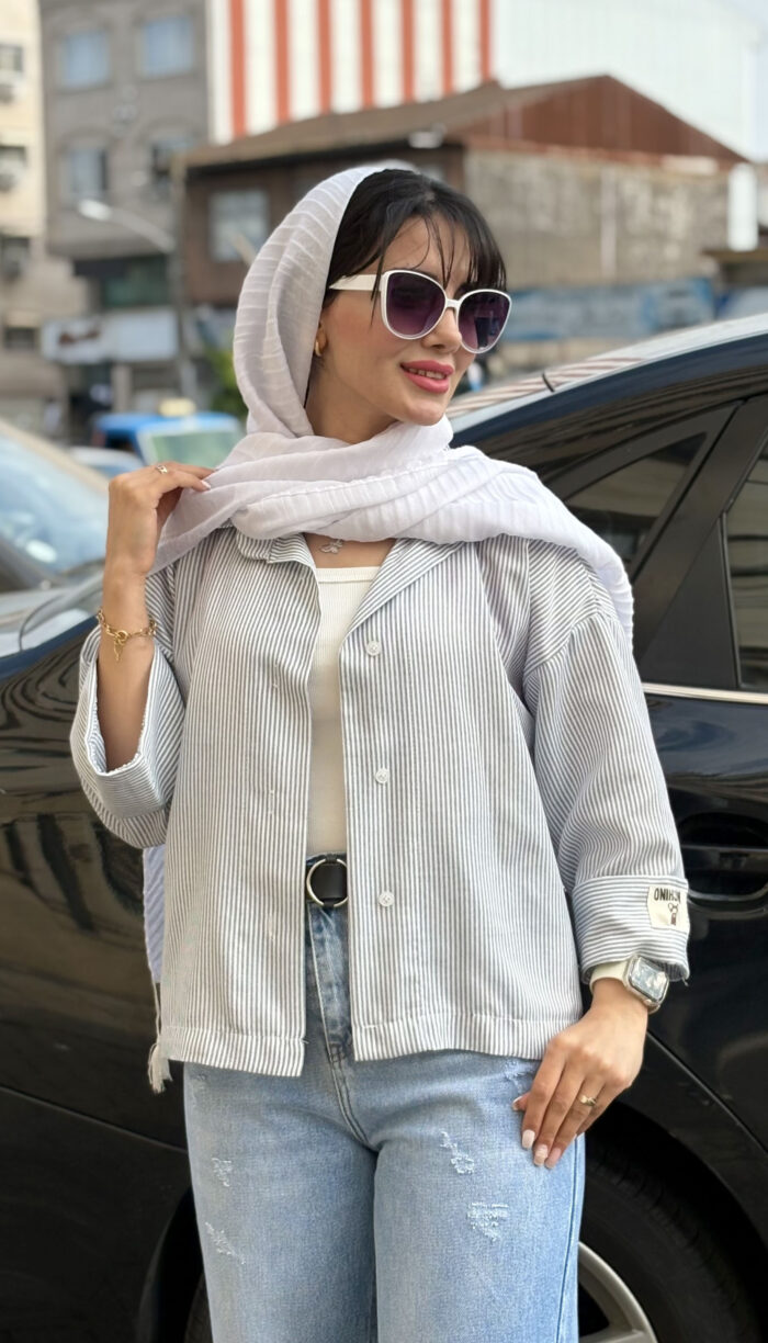 مانتو راه راه لینن آستین خرسی کد 1666 - Image 5