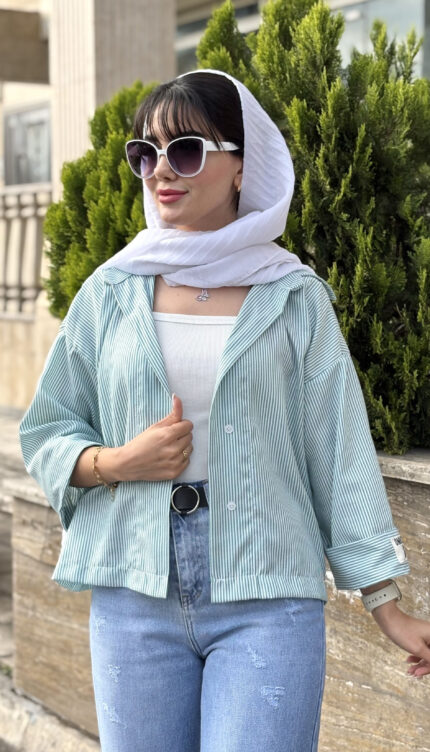 مانتو راه راه لینن آستین خرسی کد 1666