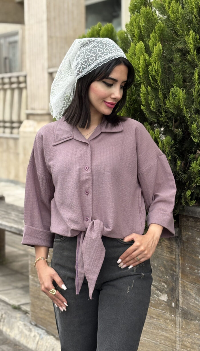 شومیز گره ای پارچه ینزی کد 1674 - Image 2