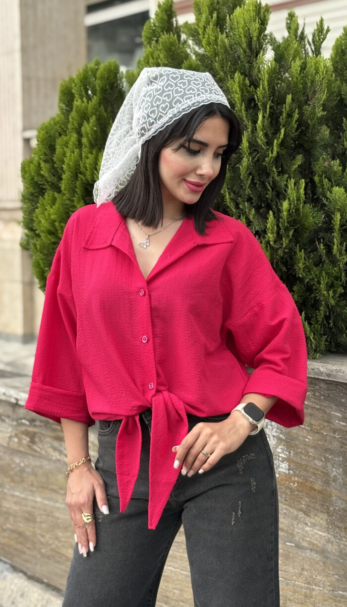 شومیز گره ای پارچه ینزی کد 1674 - Image 7