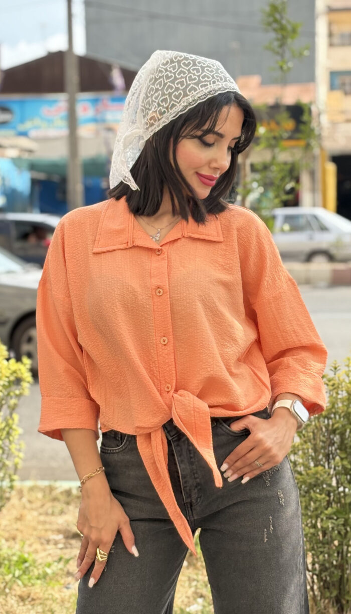 شومیز گره ای پارچه ینزی کد 1674 - Image 6