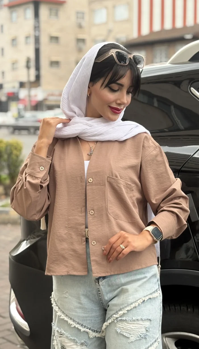 شومیز سیلک وارداتی تک جیب کد 1708 - Image 5
