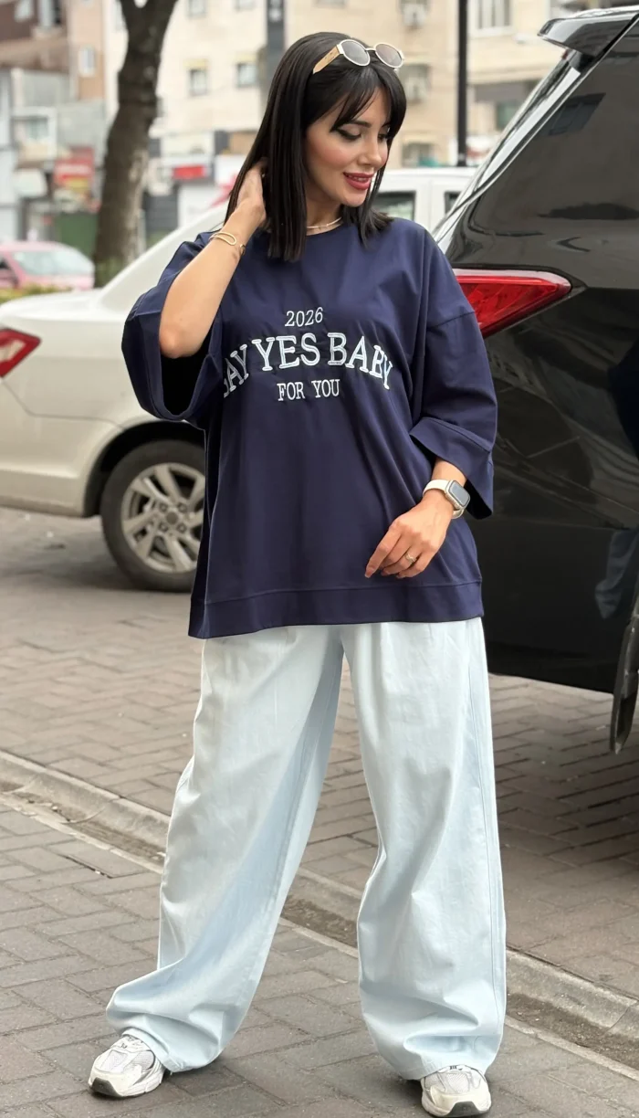 ست کتان وارداتی طرح Say Yes Baby کد 1711 - Image 13
