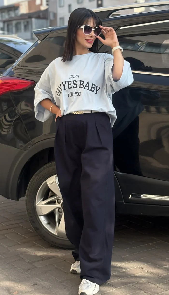 ست کتان وارداتی طرح Say Yes Baby کد 1711 - Image 7