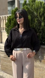 شومیز لینن آستین بالنی کد 1723 - Image 6