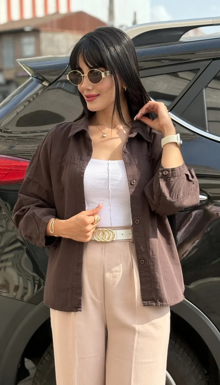 شومیز لینن آستین بالنی کد 1723 - Image 8