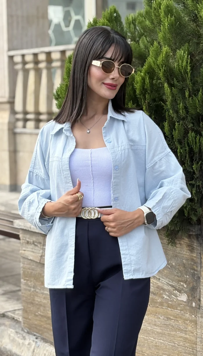 شومیز لینن آستین بالنی کد 1723 - Image 4