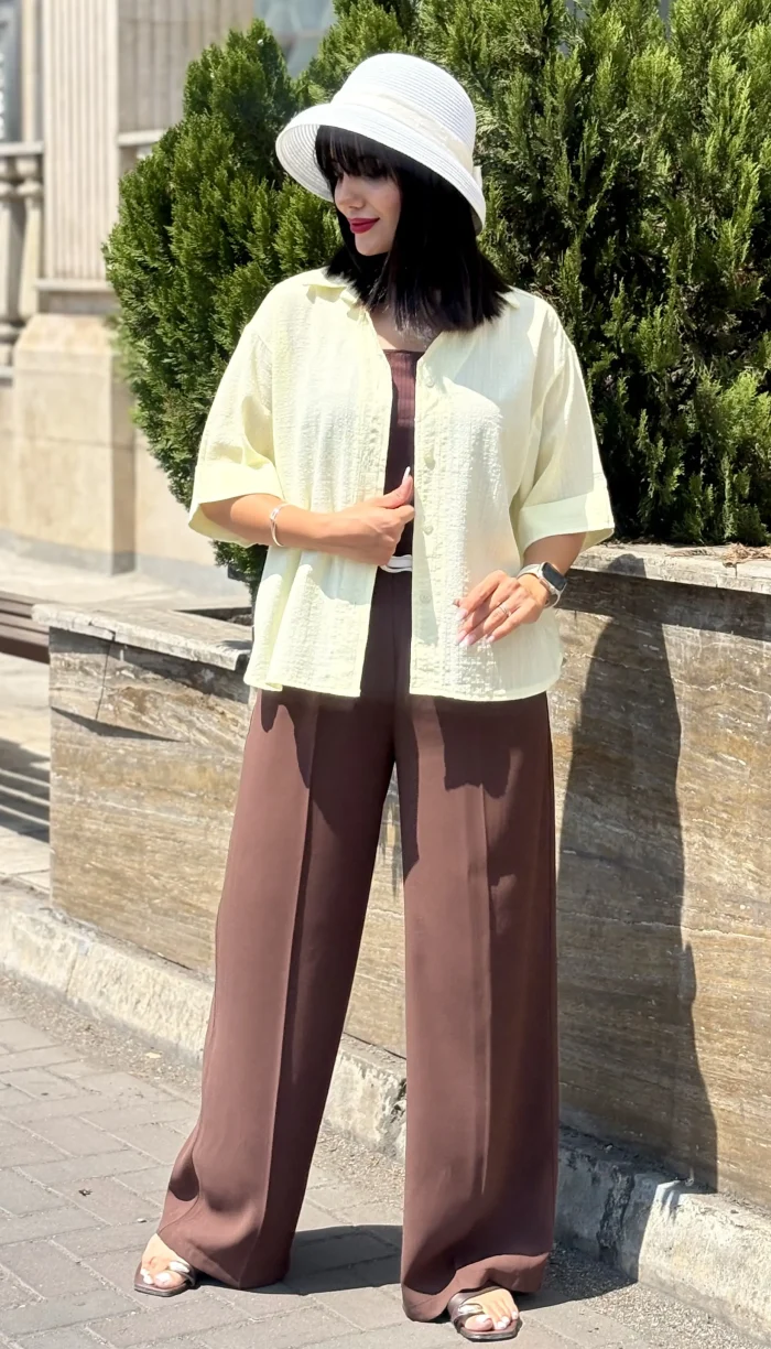 شومیز لینن باکسی طرح پارمیدا کد 1733 - Image 9
