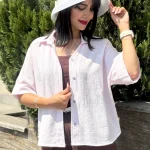 شومیز لینن باکسی طرح پارمیدا کد 1733