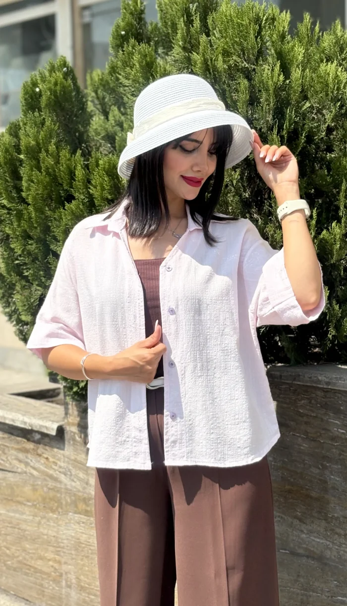شومیز لینن باکسی طرح پارمیدا کد 1733 - Image 4