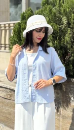 شومیز لینن باکسی طرح پارمیدا کد 1733 - Image 3